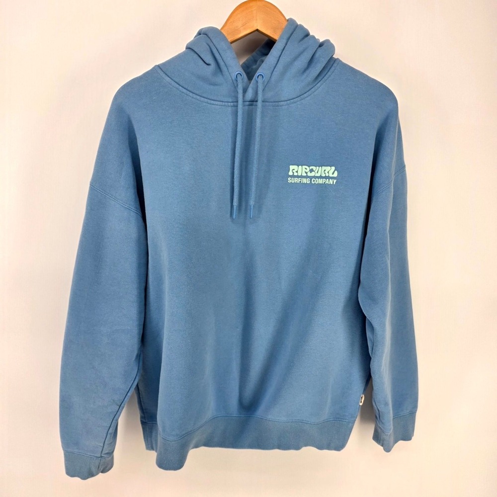 Rip Curl Hoodie Mens M Blue Surfing Company Graphic Pullover Fleece Sweatshirt